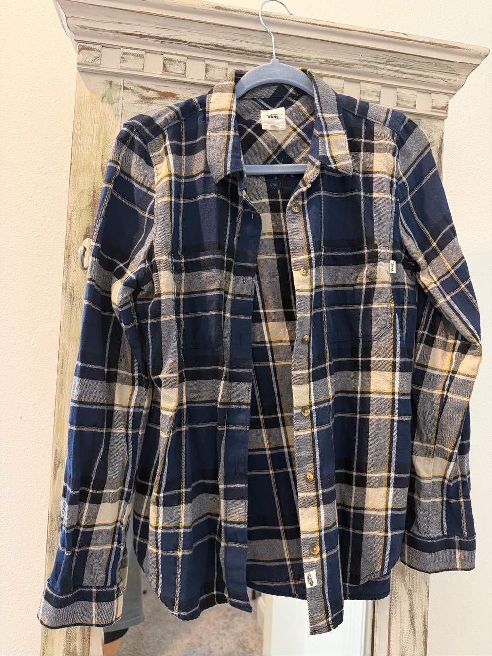 Vans Blue and Cream Plaid Button-Down Shirt